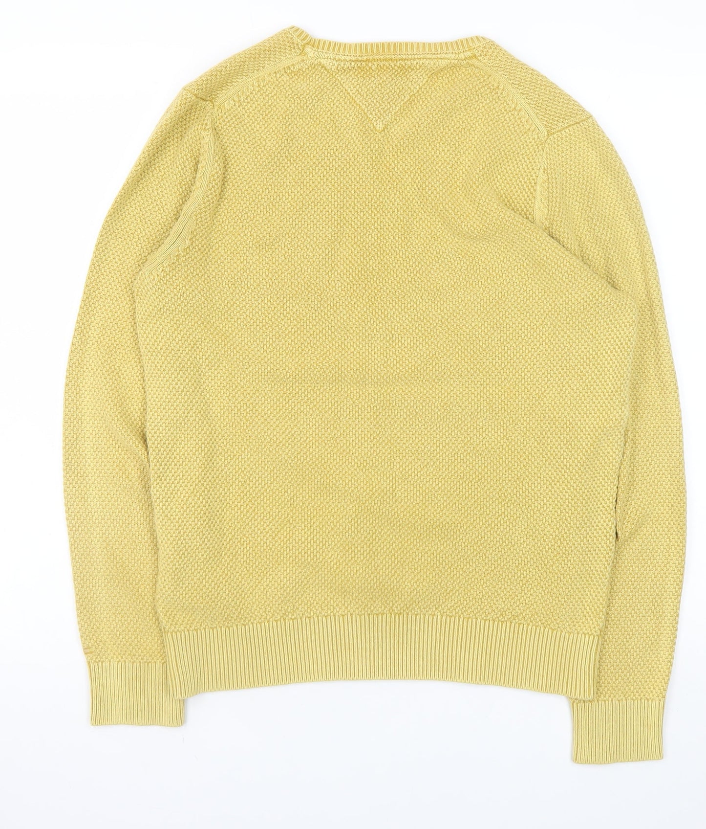 Tommy Hilfiger Men’s Yellow Cotton Crew Neck Jumper Size S