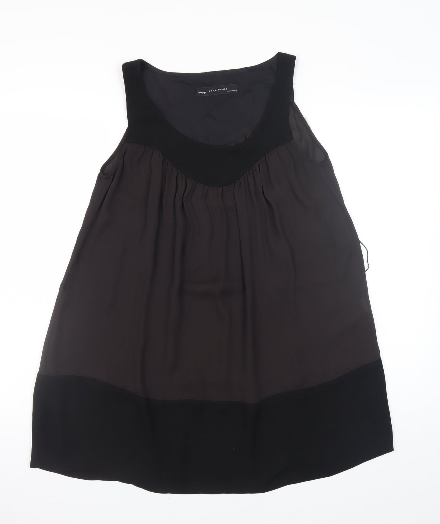 Zara Basic Women Black S Shift Sleeveless Knee Length Dress