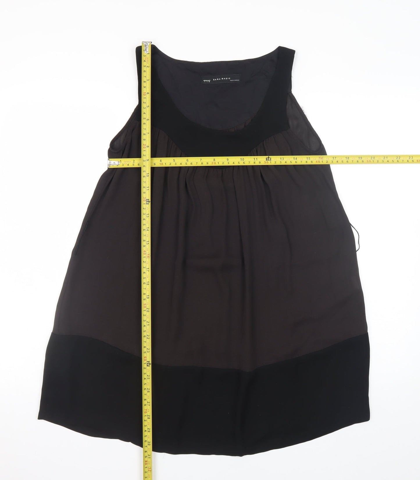 Zara Basic Women Black S Shift Sleeveless Knee Length Dress