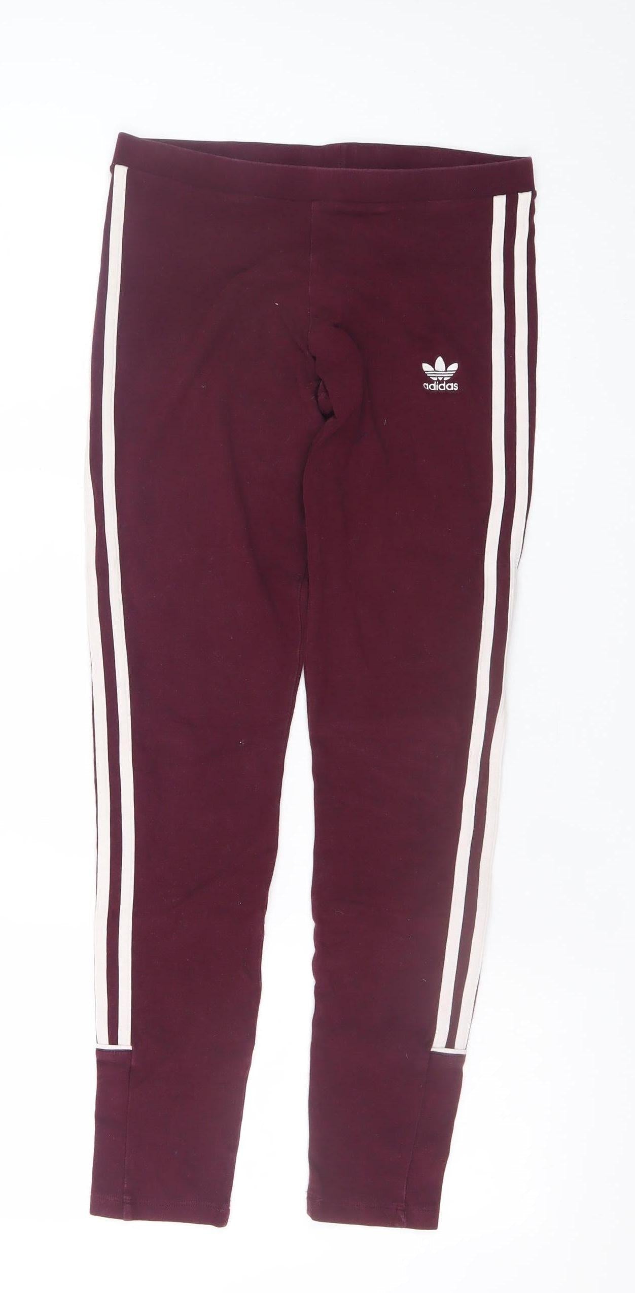 Adidas Women’s Brown Side Stripe Jersey Leggings Size 8