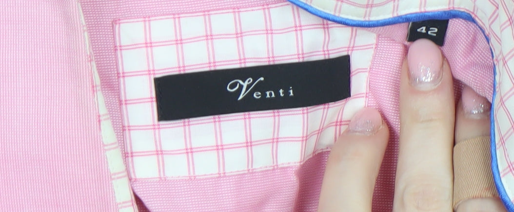 Venti Men's Pink Slim Fit Cotton Long Sleeve Formal Dress Shirt Size 42