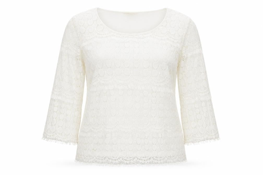 Adiva Ivory Lace 3/4 Sleeve Women’s Blouse Size M