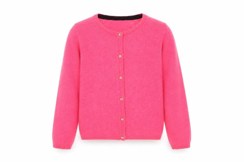 Marks and Spencer Autograph Girls Pink Button Cardigan 10-11 Years Wool Blend