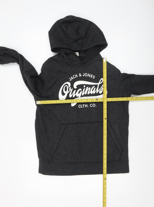 Jack & Jones Mens Black Pullover Hoodie S Graphic Print Originals