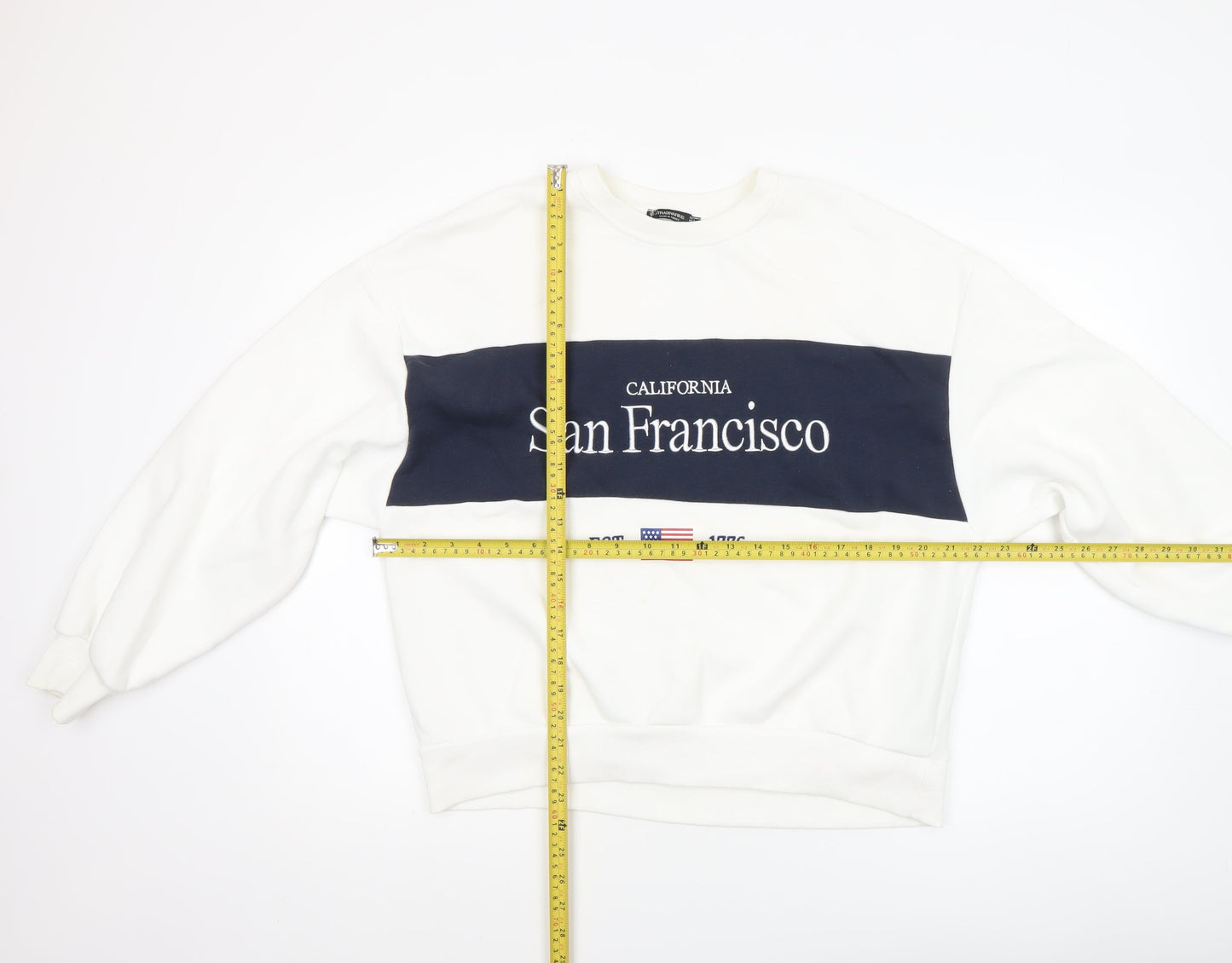 Stradivarius Women White Sweatshirt San Francisco Graphic Size S