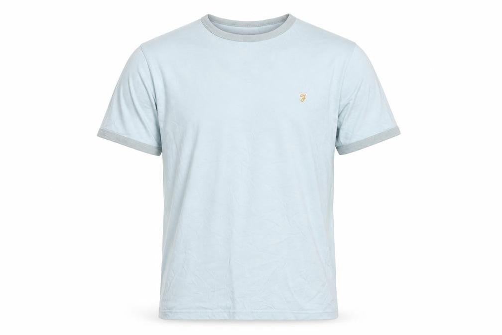 Farah Men Blue Organic Cotton Crew Neck Short Sleeve T-Shirt Size M