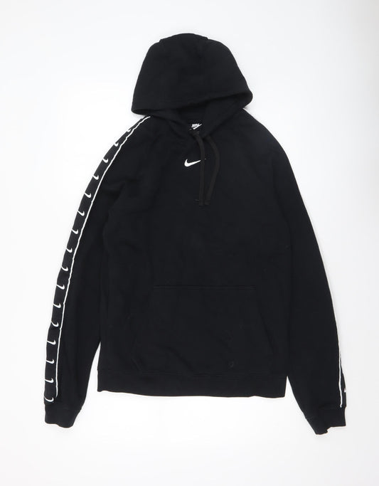 Nike Men's Black Small Pullover Hoodie with Logo Trim