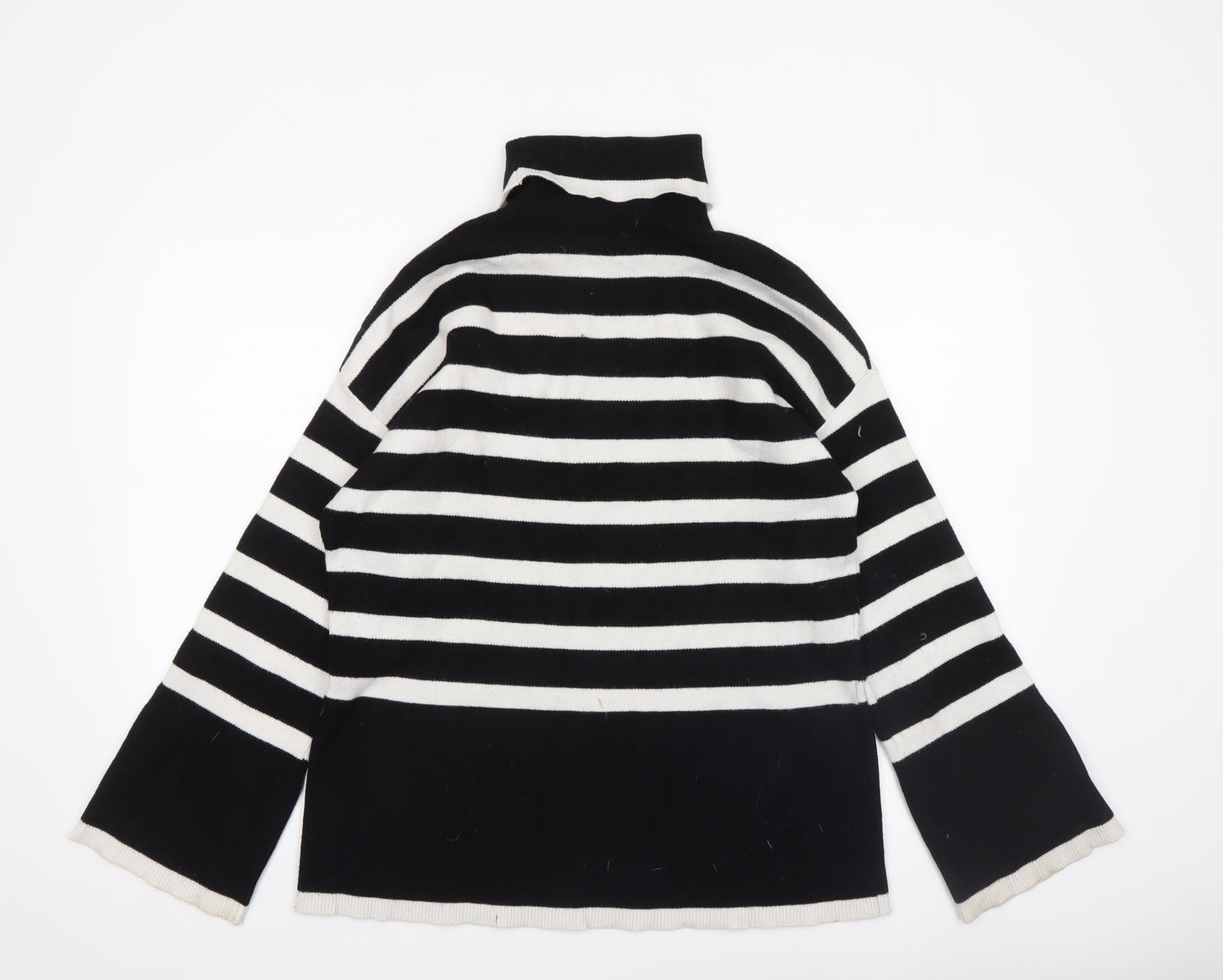 Michelle Keegan Women's Black Stripe Roll Neck Jumper M