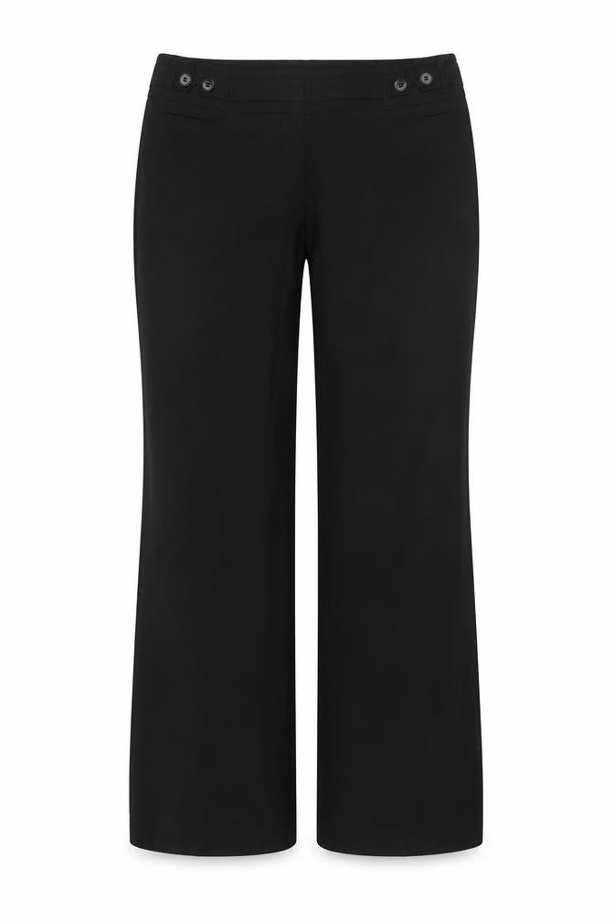 Front view of Dunnes Women’s Black Dress Pants, size UK 14, Straight Leg Trousers