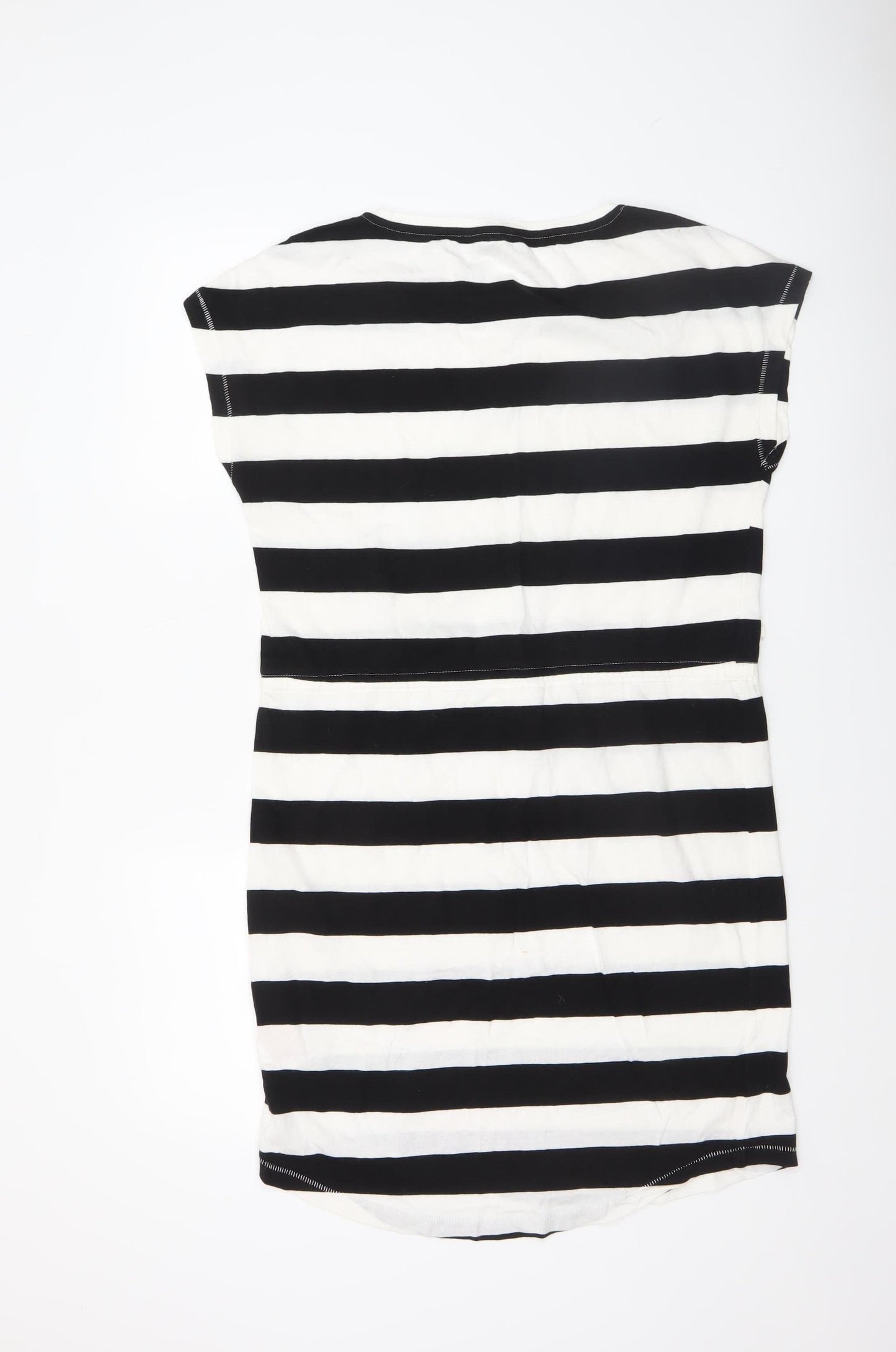 ONLY Women’s Black White Striped T-Shirt Dress M Casual Cotton