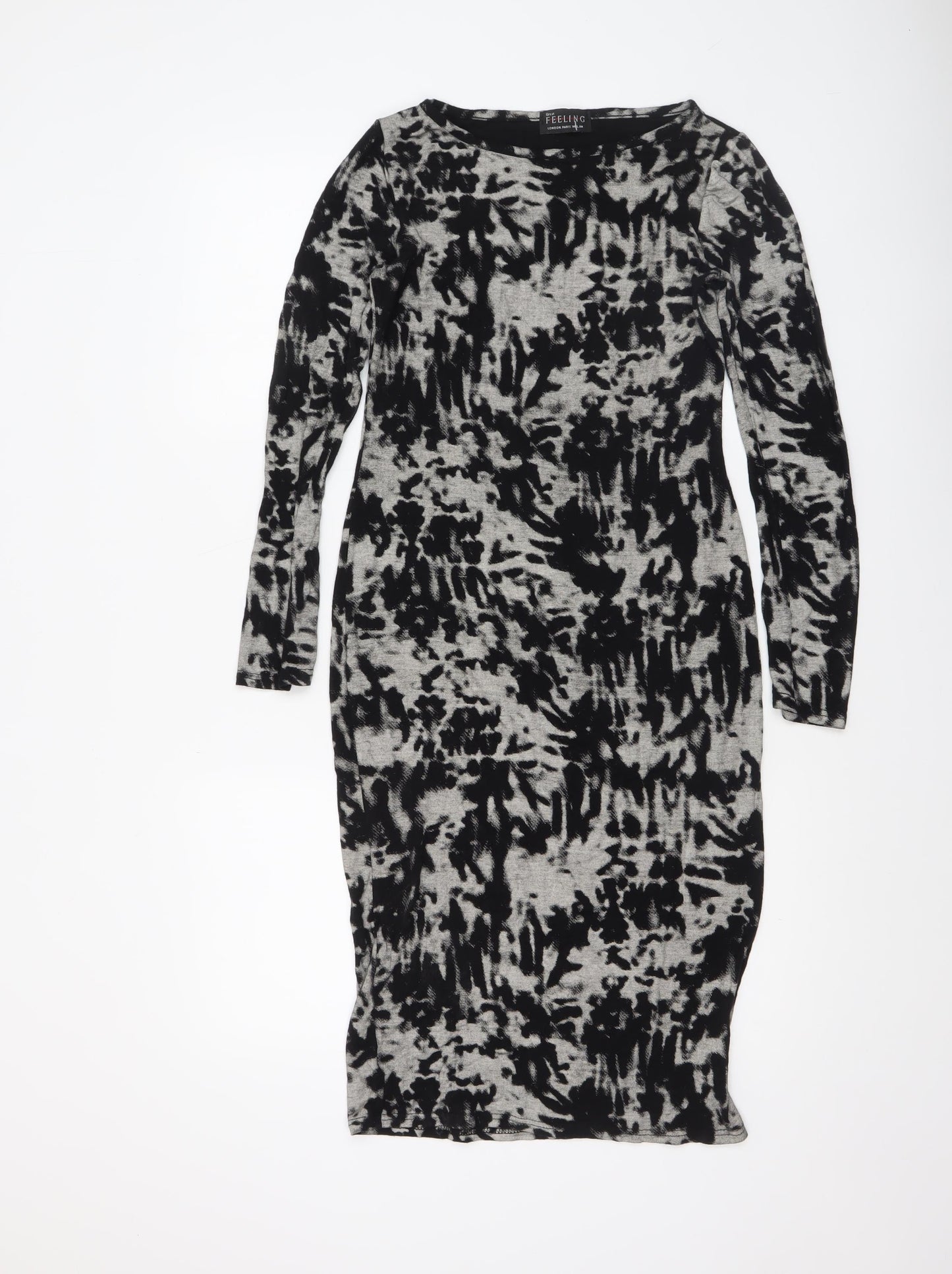 Great Feeling Women’s Black Grey Tie Dye Bodycon Dress S