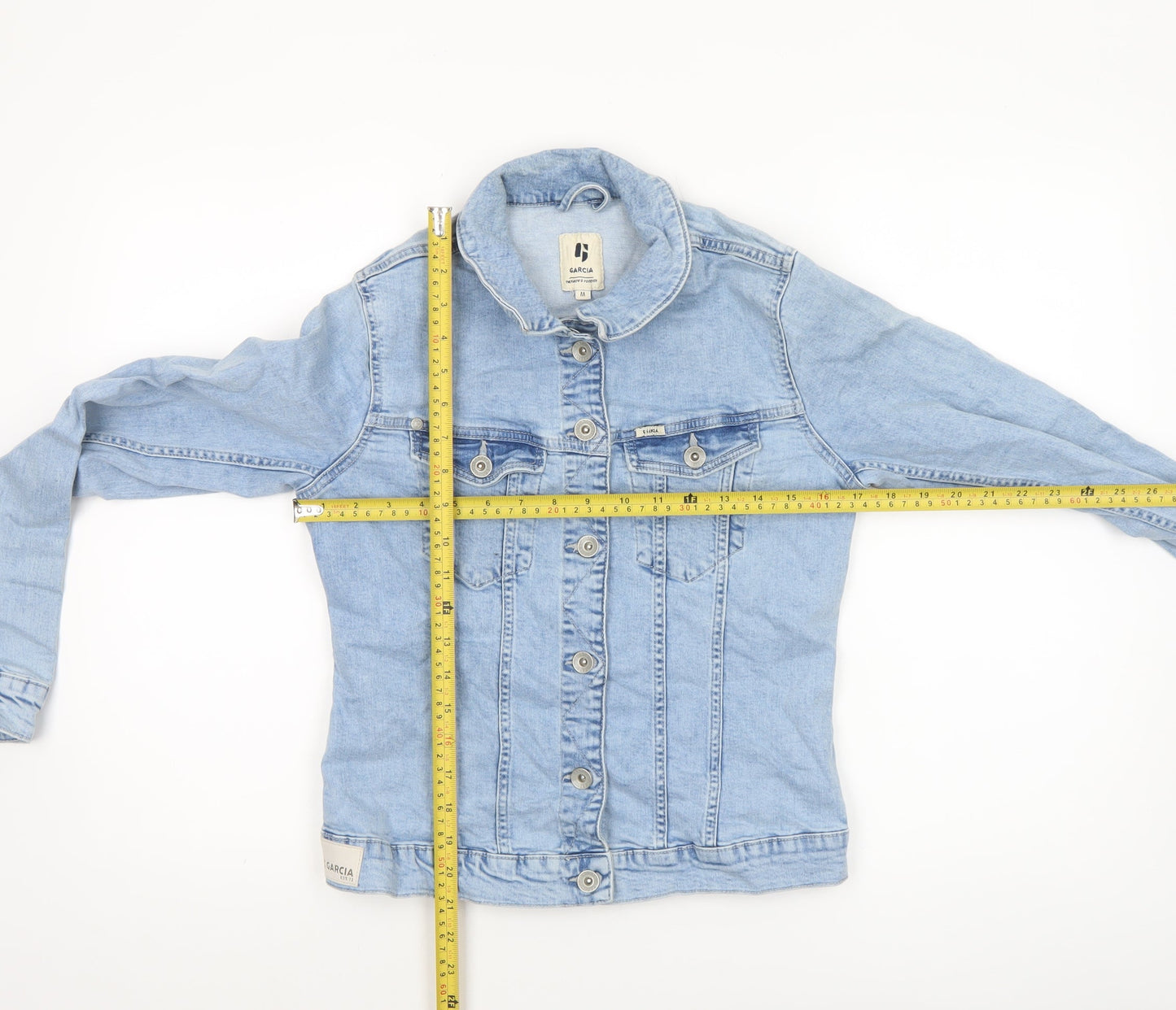 Garcia Women Blue Denim Basic Jacket M Buttoned Casual