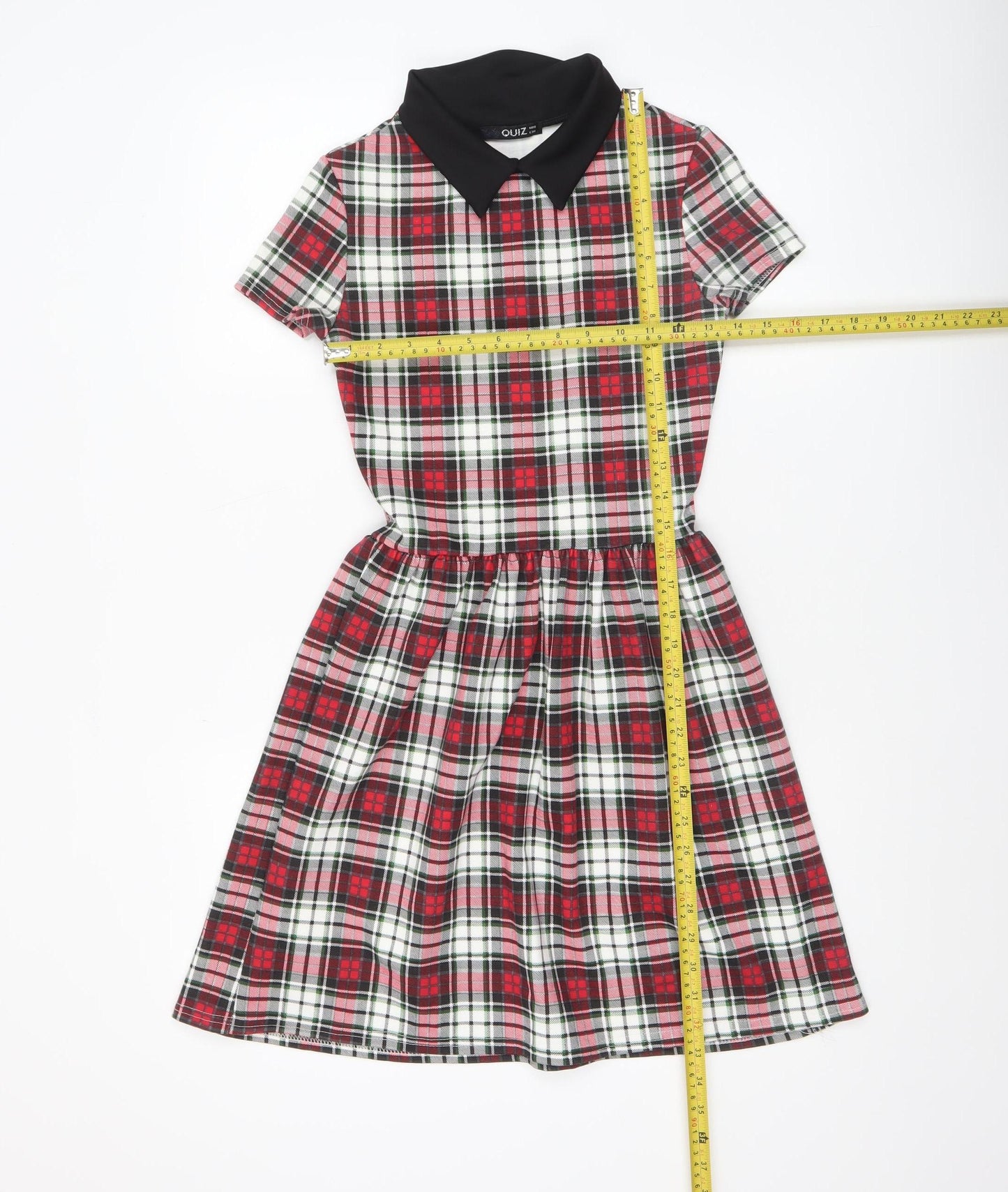 Quiz Women Multicoloured Check Fit & Flare Collared Dress Size 8