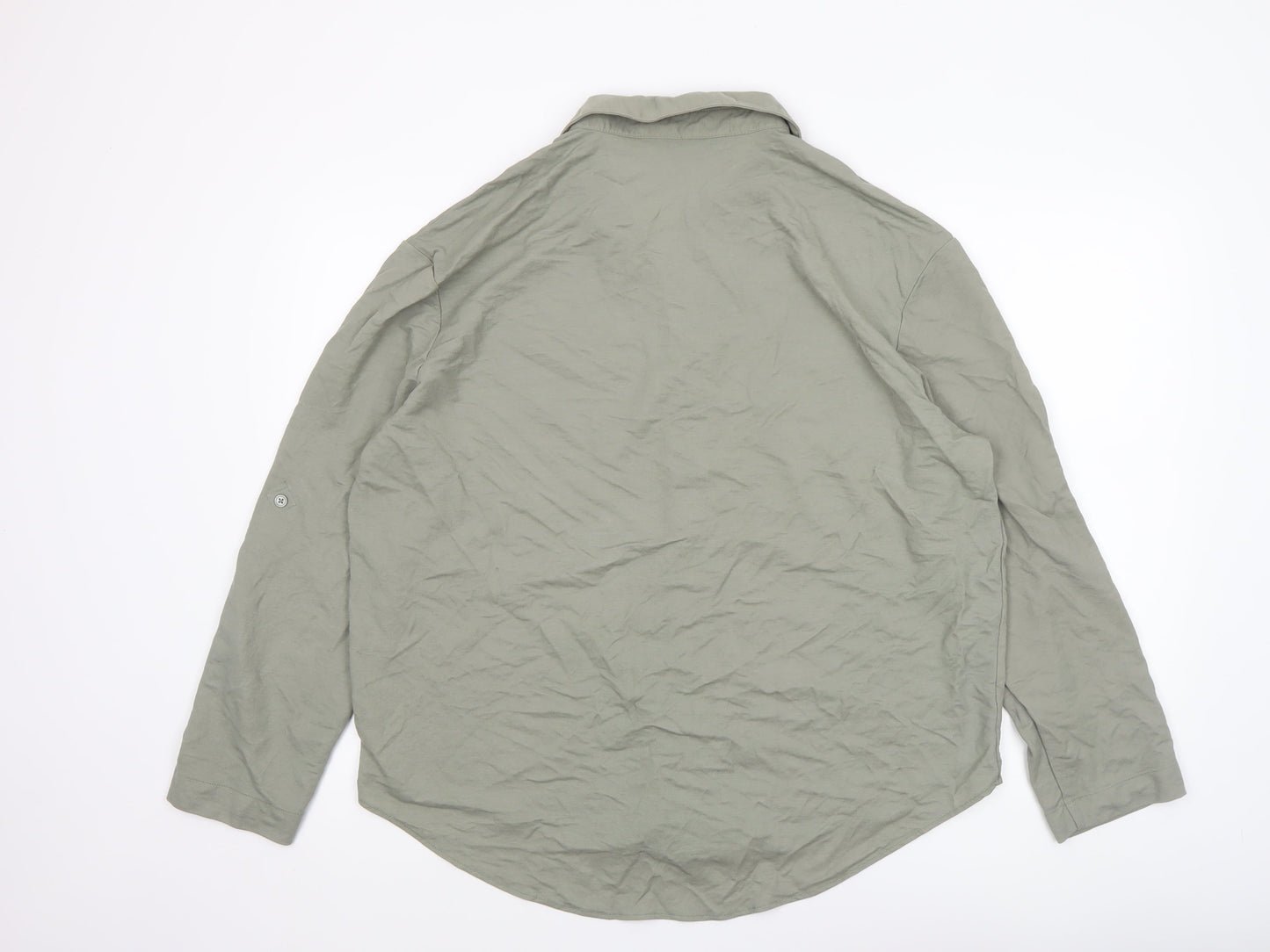 Primark Women's Green Button-Up Long Sleeve Shirt Size L