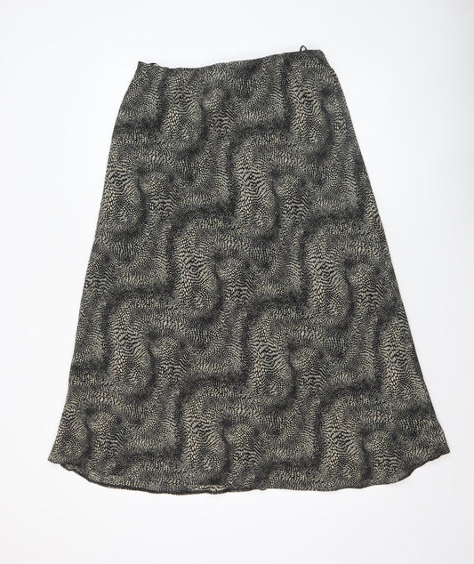 Bonmarché Women’s Black Animal Print A-Line Midi Skirt Size 16 Polyester