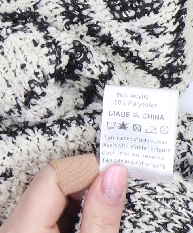 Maya Women’s Black & White Aztec Knit Pullover Jumper Size M