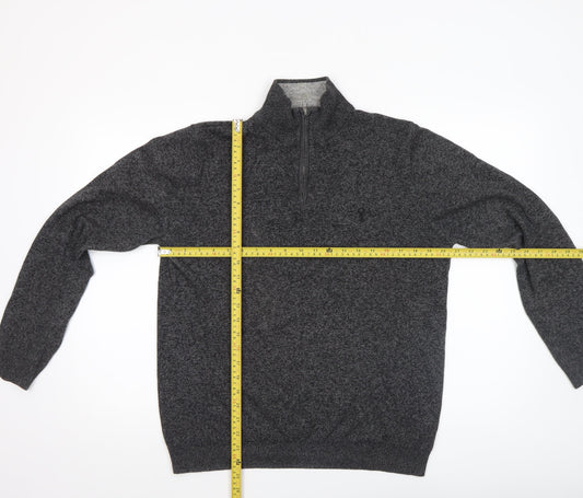 Next Men’s Grey 1/4 Zip High Neck Cotton Jumper Size M