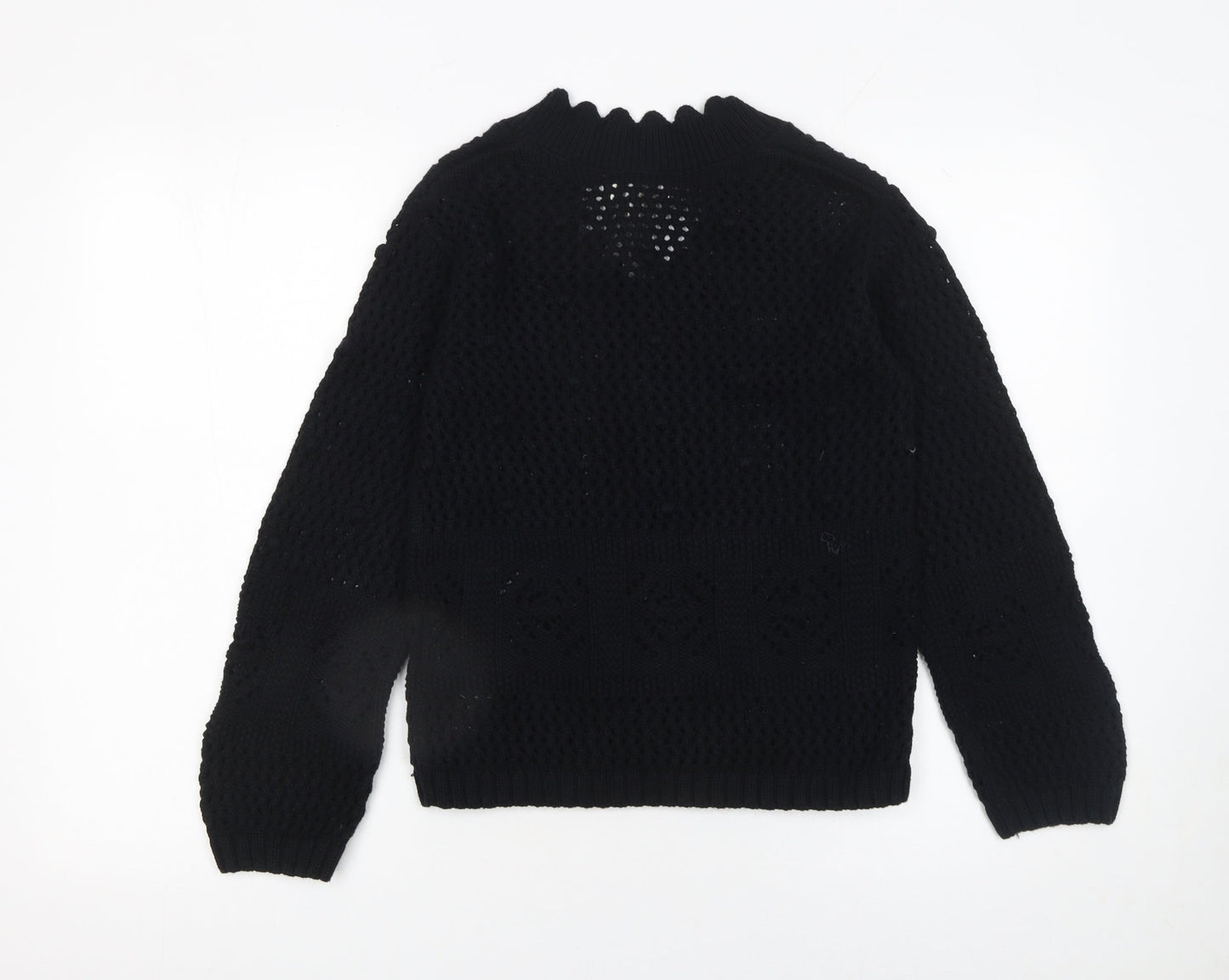 Marks and Spencer Per Una Womens Black Cotton V-Neck Knit Jumper XS