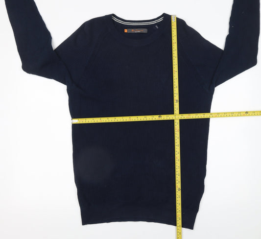 Ben Sherman Men's Blue Cotton Crew Neck Pullover Jumper M