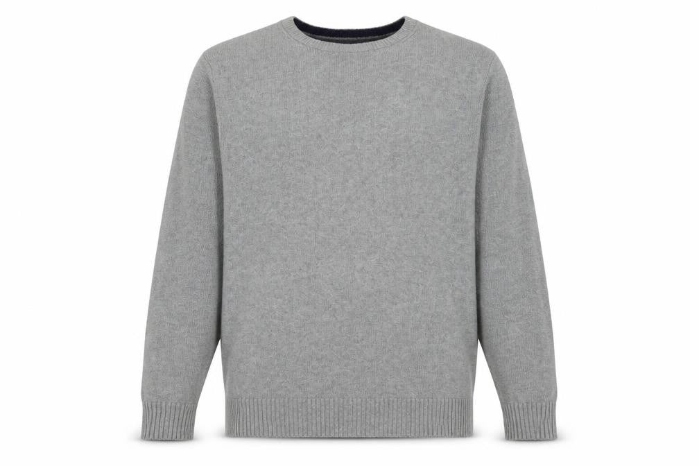 Front view of Maine New England Men’s Grey Cotton Crew Neck Jumper M Classic Knitwear
