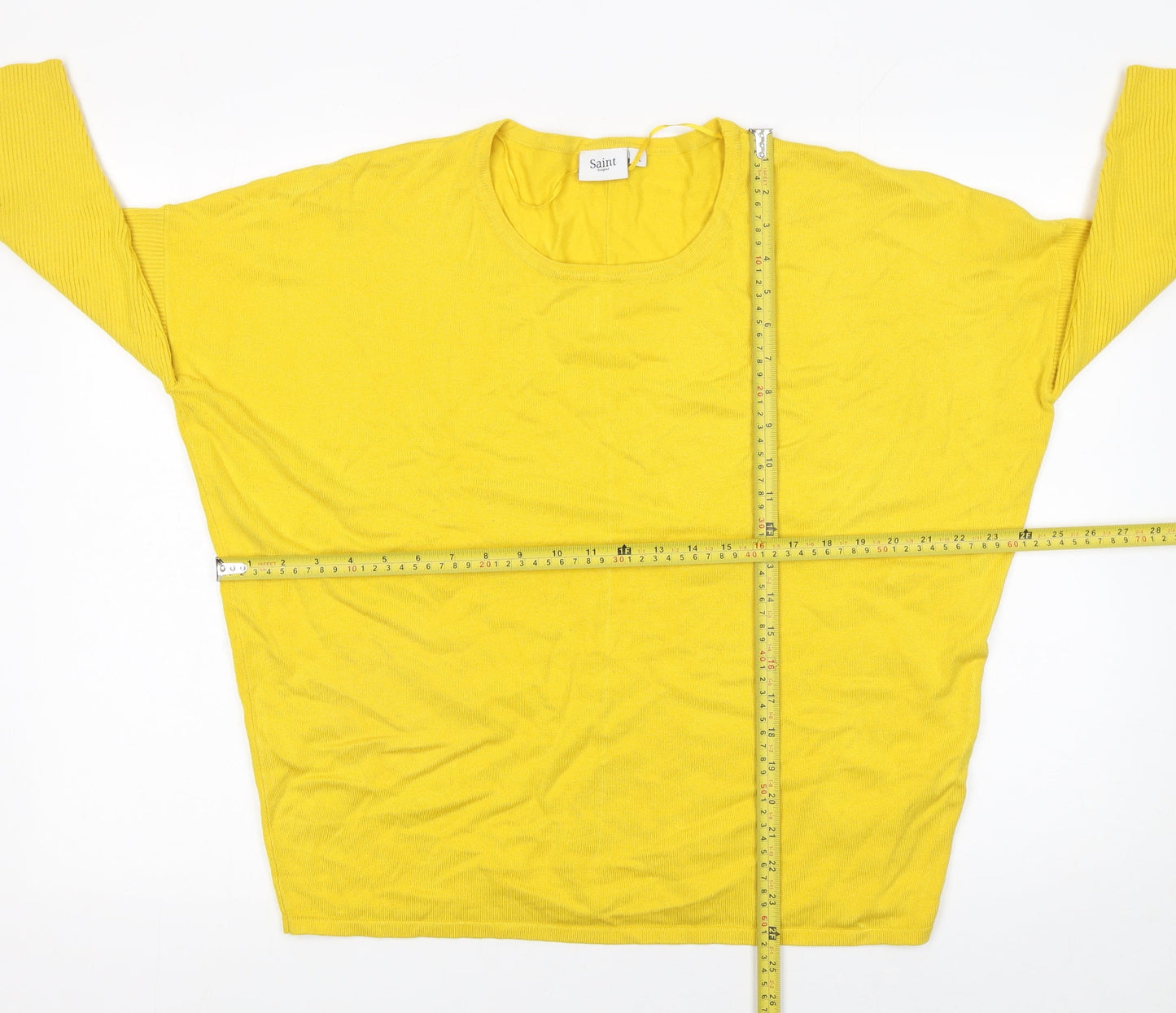 Saint Tropez Women’s Yellow Viscose Knit Jumper XL Relaxed Fit