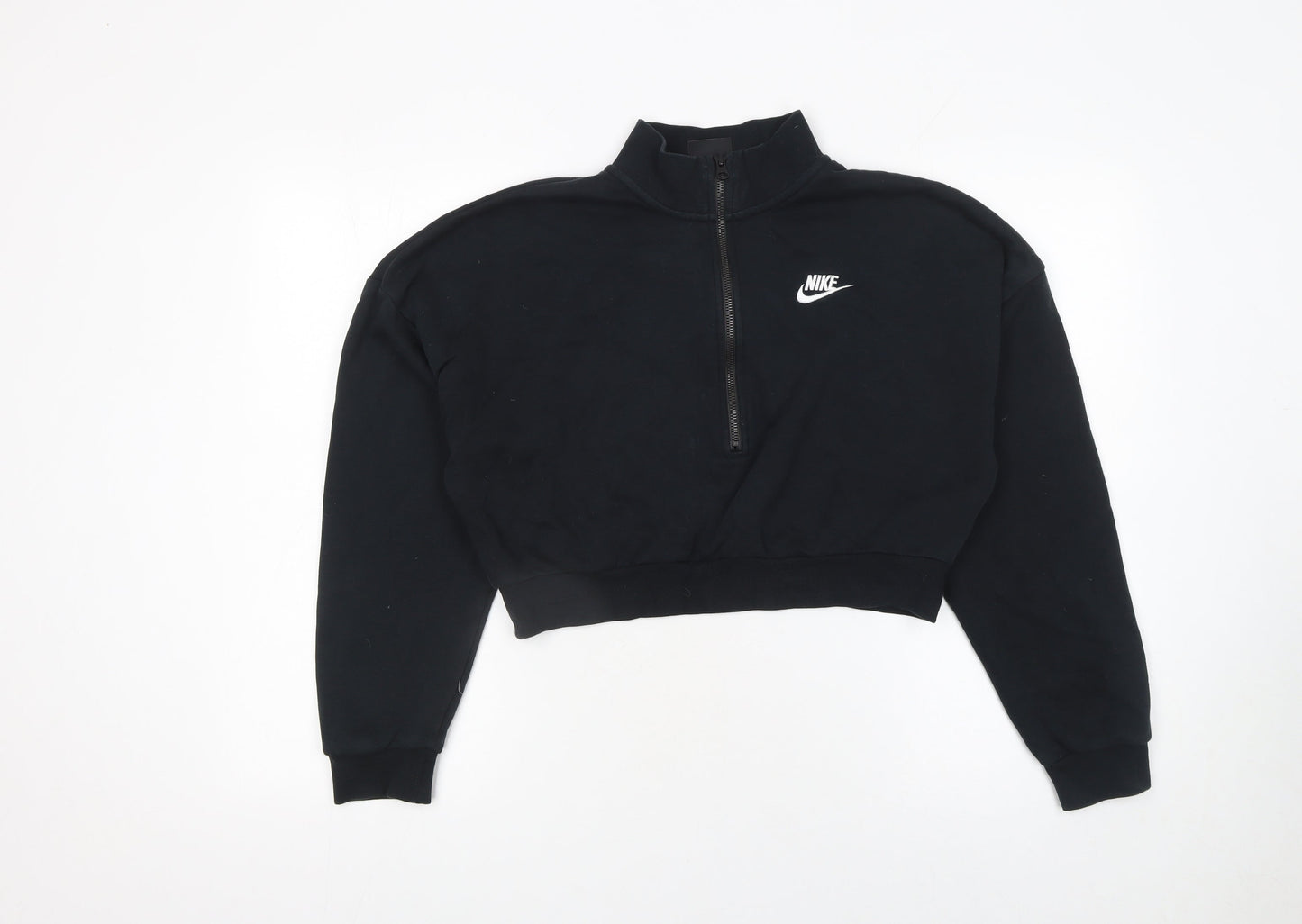 Nike Women's Black 1/4 Zip Cropped Sweatshirt Size S Cotton Blend