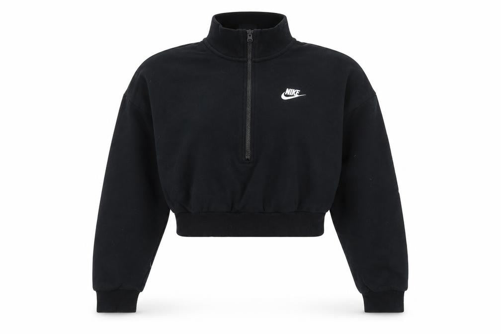 Nike Women's Black 1/4 Zip Cropped Sweatshirt Size S Cotton Blend