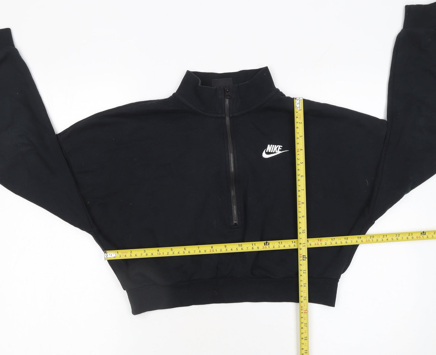Nike Women's Black 1/4 Zip Cropped Sweatshirt Size S Cotton Blend