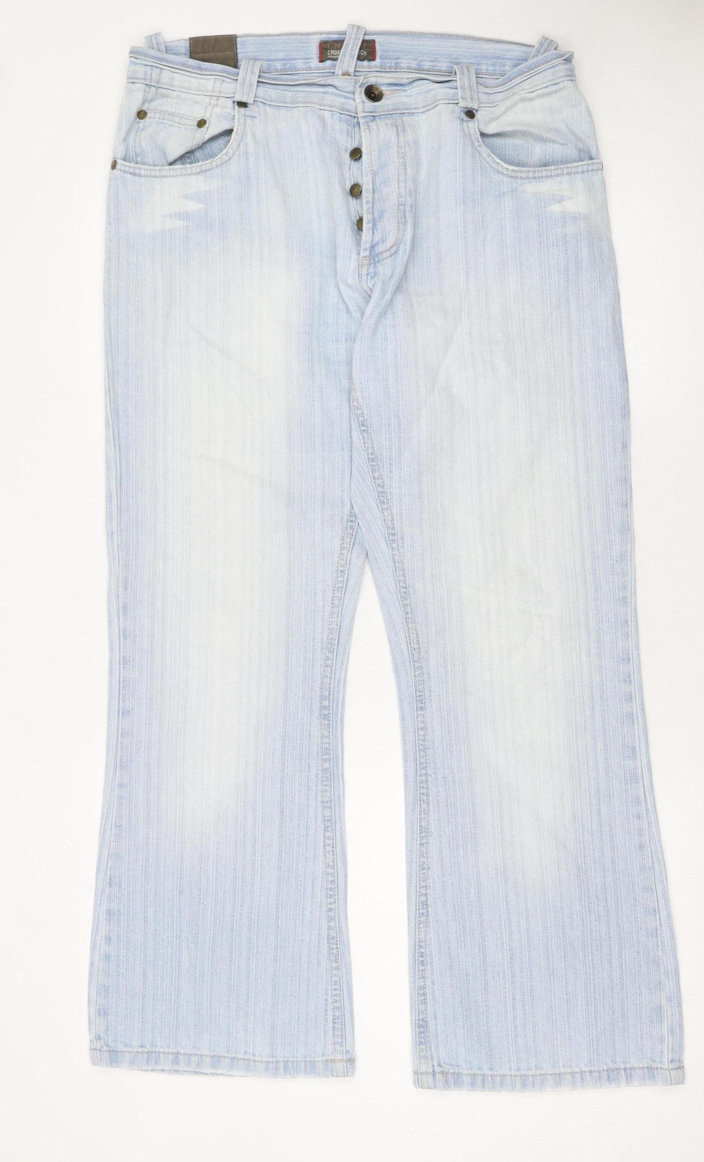 Crosshatch Men's Blue Light Wash Straight Denim Jeans 34W 30L
