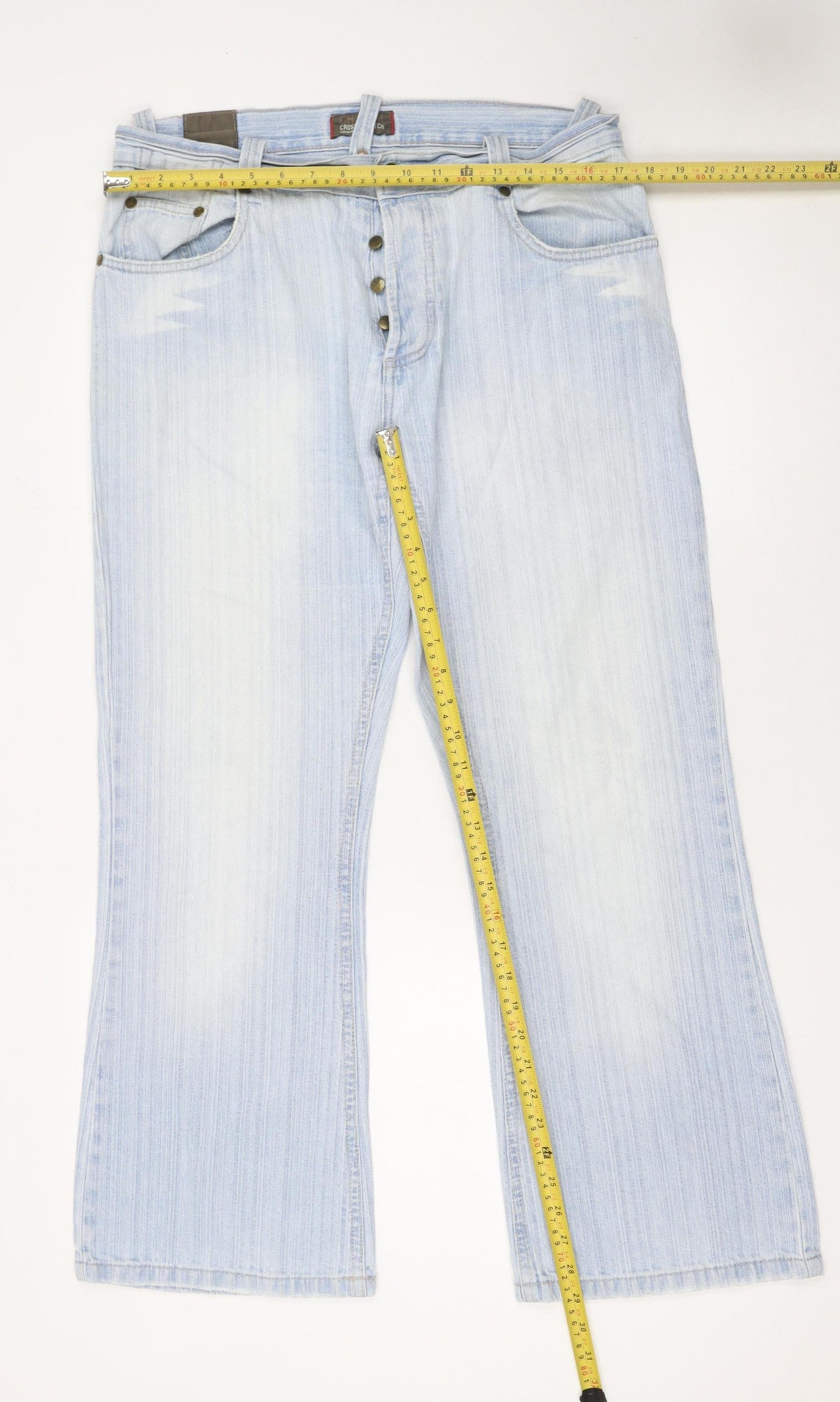 Crosshatch Men's Blue Light Wash Straight Denim Jeans 34W 30L