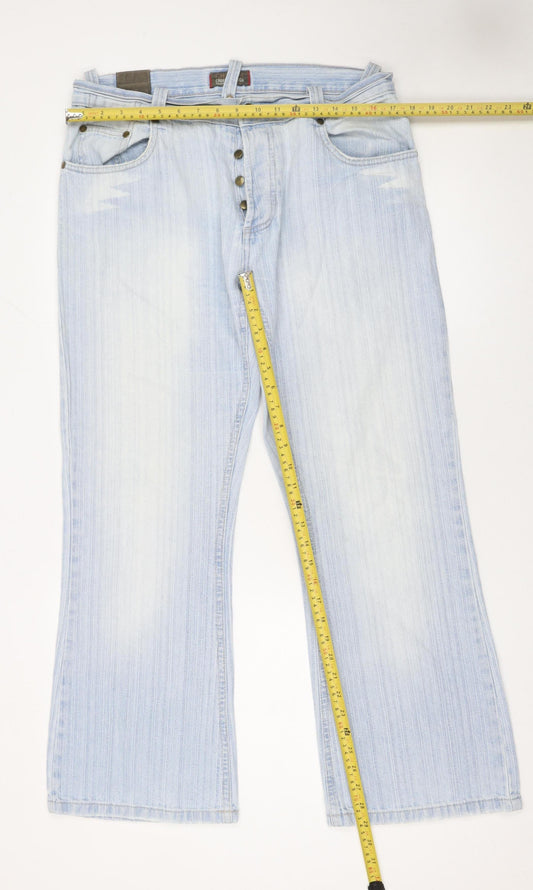 Crosshatch Men's Blue Light Wash Straight Denim Jeans 34W 30L