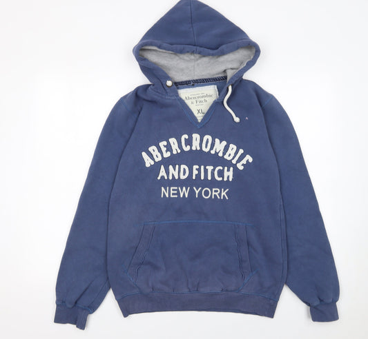 Abercrombie & Fitch Women's Blue Pullover Hoodie XL Cotton New York Print