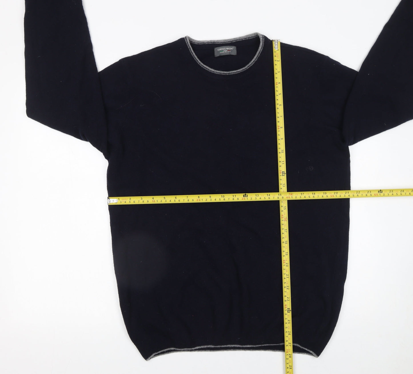 Lorenzo Magni Men's Blue Wool Pullover Jumper XL Crew Neck Knit