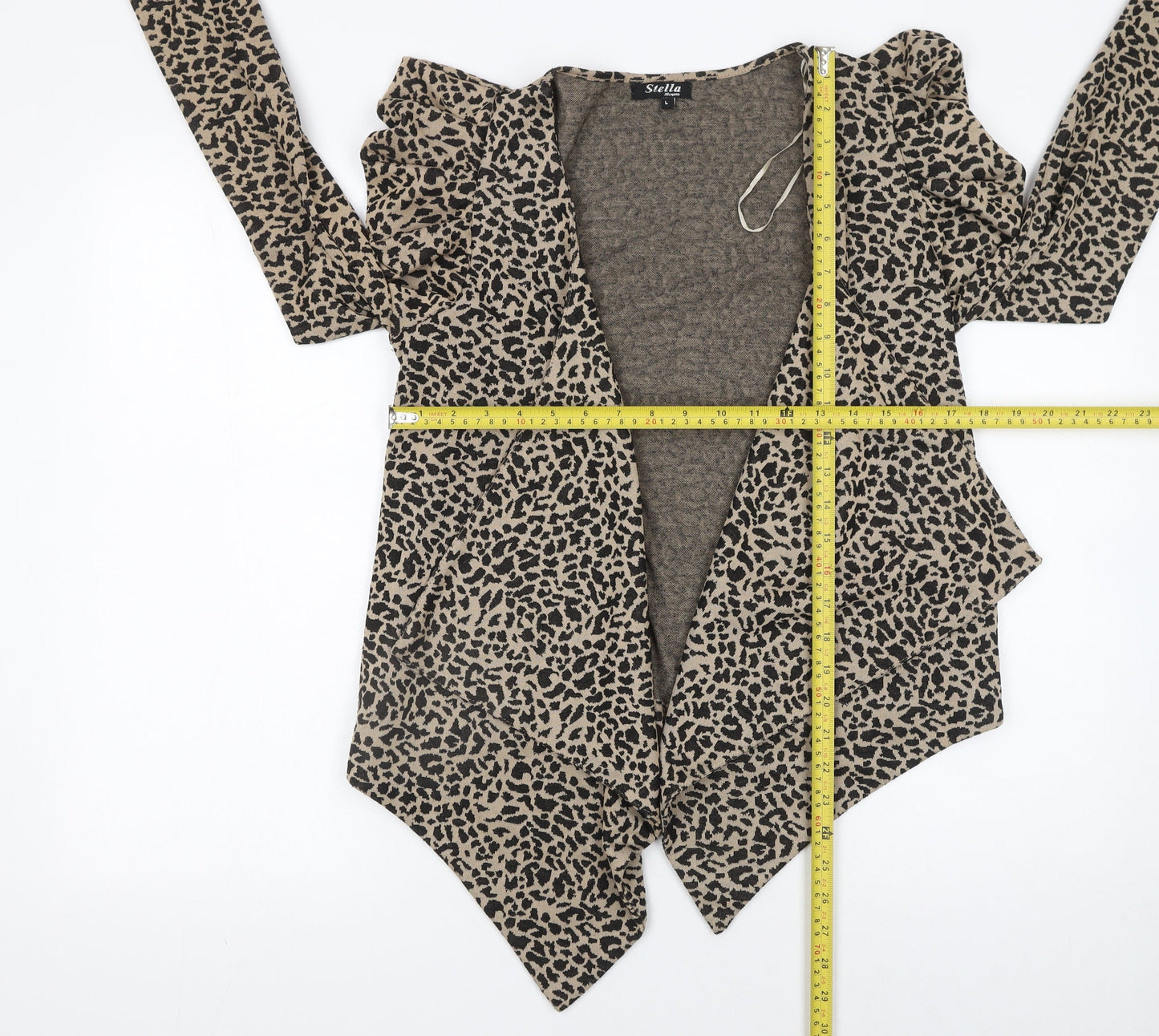Stella Morgan Women’s Beige Leopard Print Open Jacket Size L
