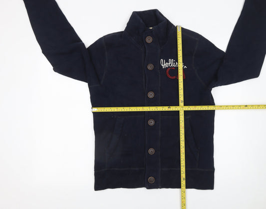 Hollister Mens Blue Cardigan M Button Up Embroidered Logo Casual Knit