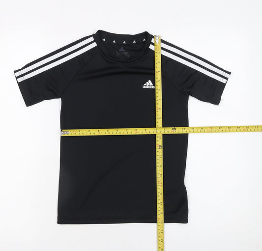 Adidas Boys Black 9-10 Years Short Sleeve Sports T-Shirt