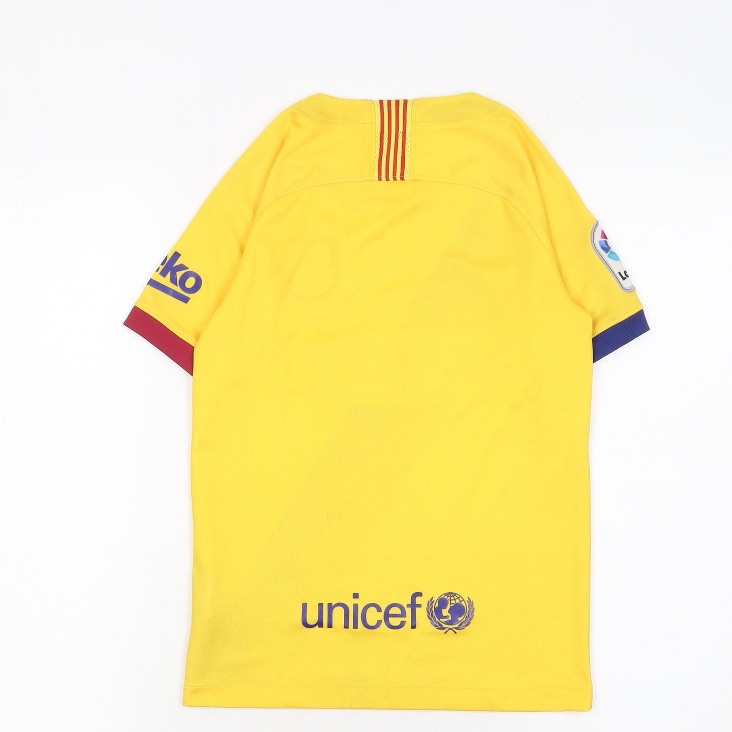 Nike Boys Yellow Barcelona Football T-Shirt Small S Jersey Dri-Fit
