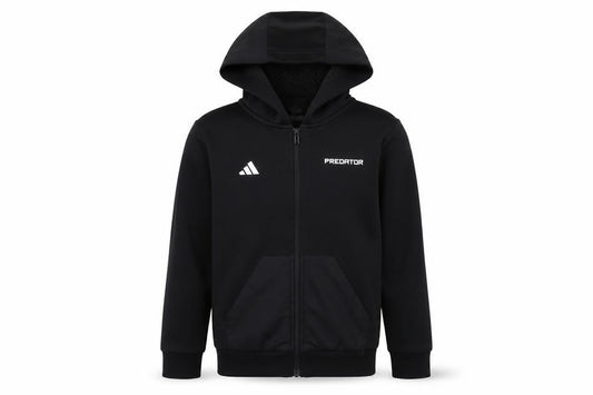 adidas Boys Black Predator Full Zip Hoodie 9-10 Years Sportswear