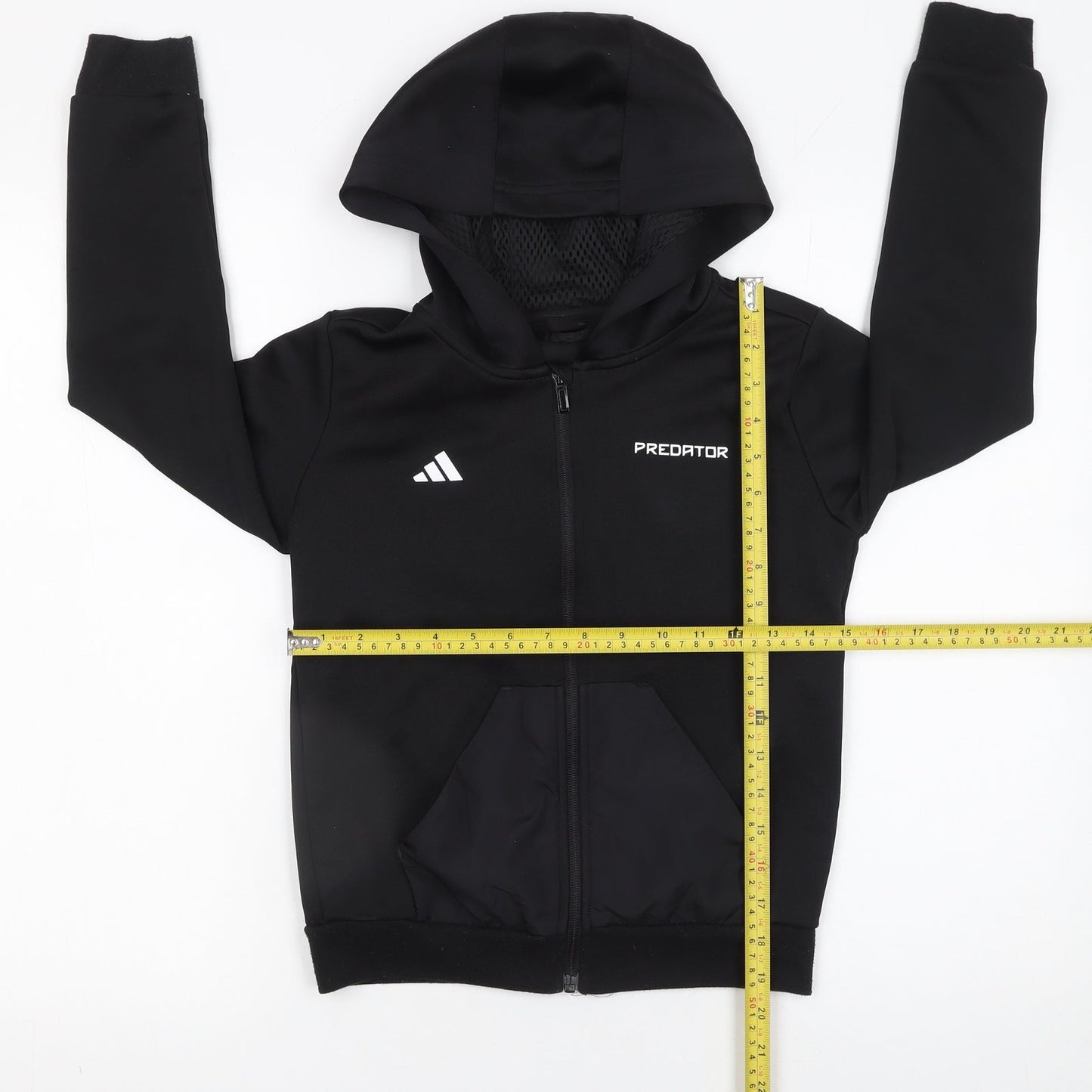 adidas Boys Black Predator Full Zip Hoodie 9-10 Years Sportswear