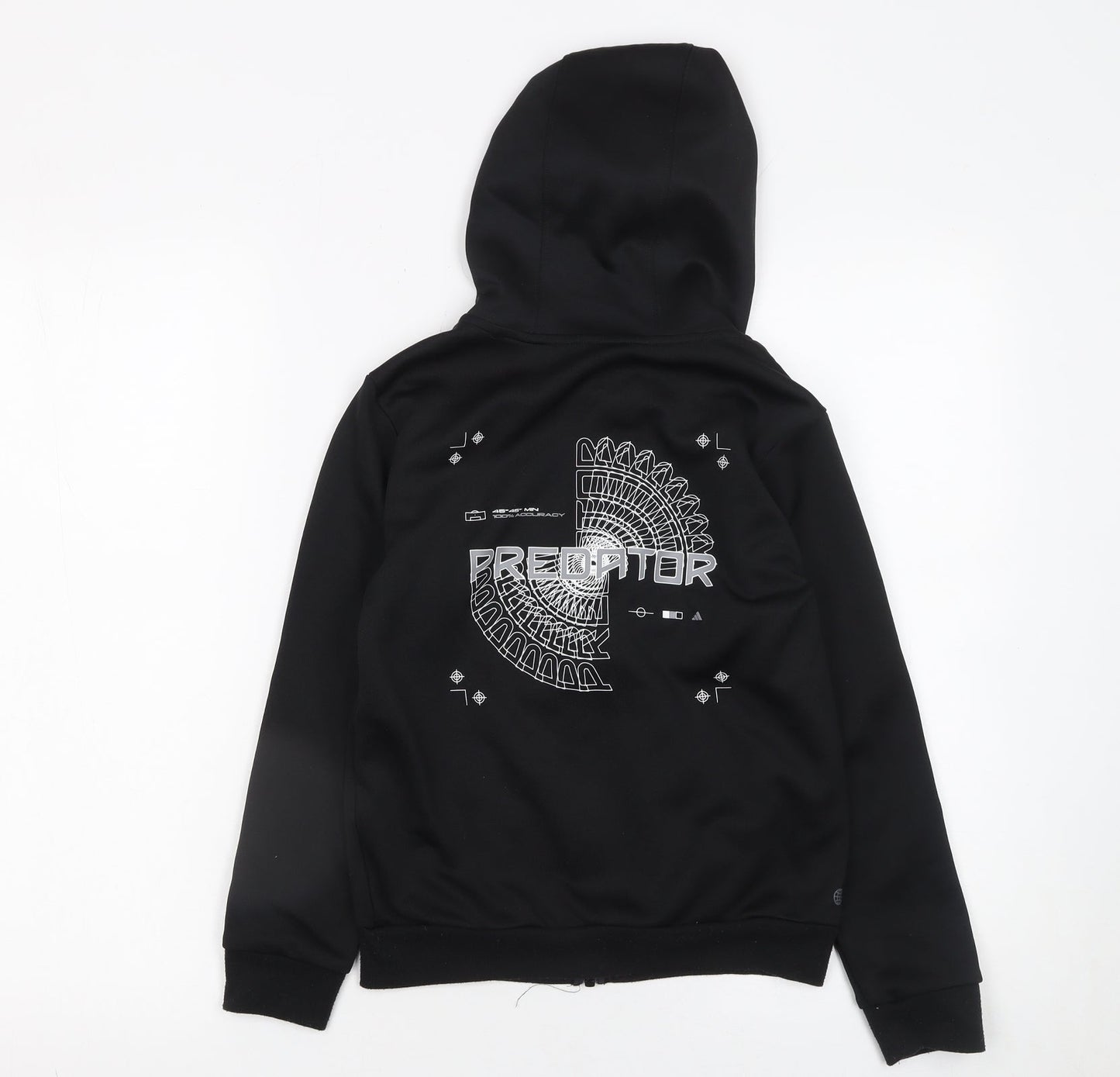 adidas Boys Black Predator Full Zip Hoodie 9-10 Years Sportswear