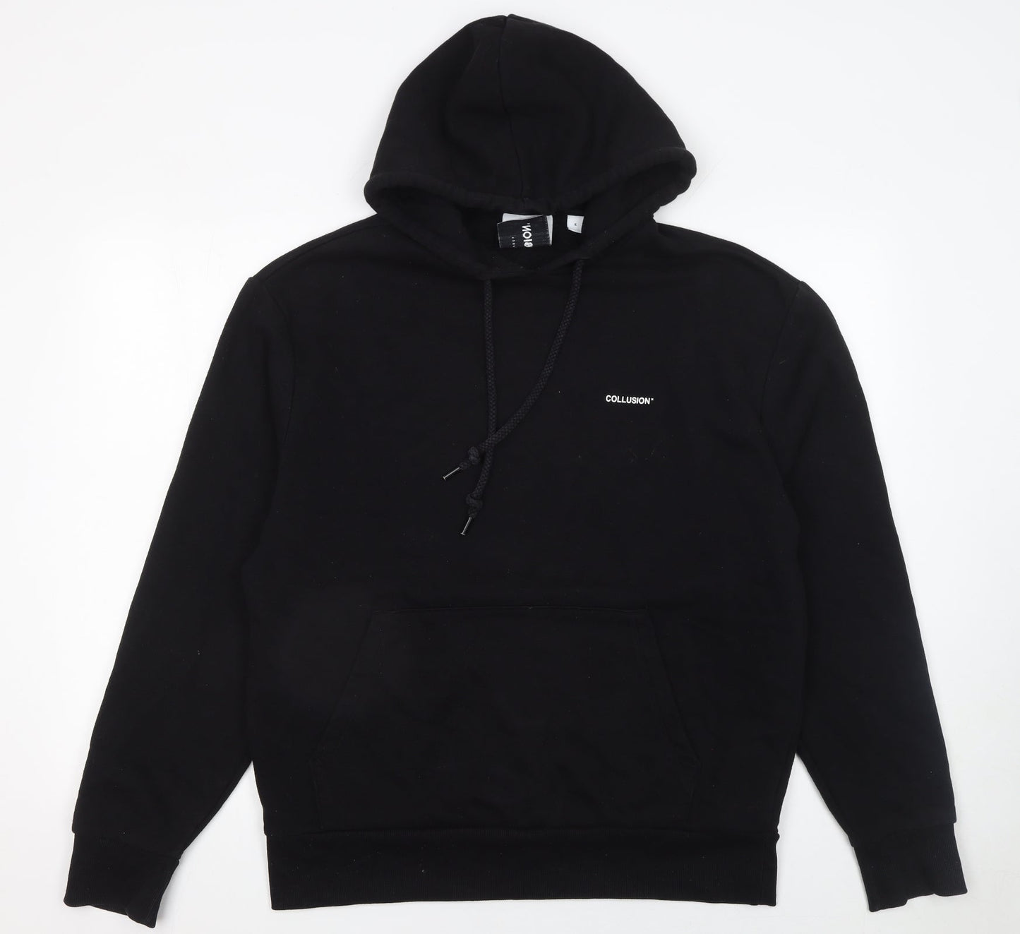 Collusion Womens Black Hoodie Size 10 Cotton Blend Pullover