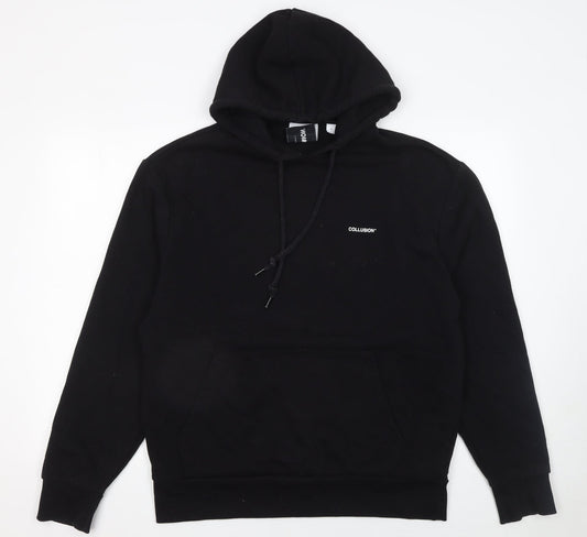 Collusion Womens Black Hoodie Size 10 Cotton Blend Pullover