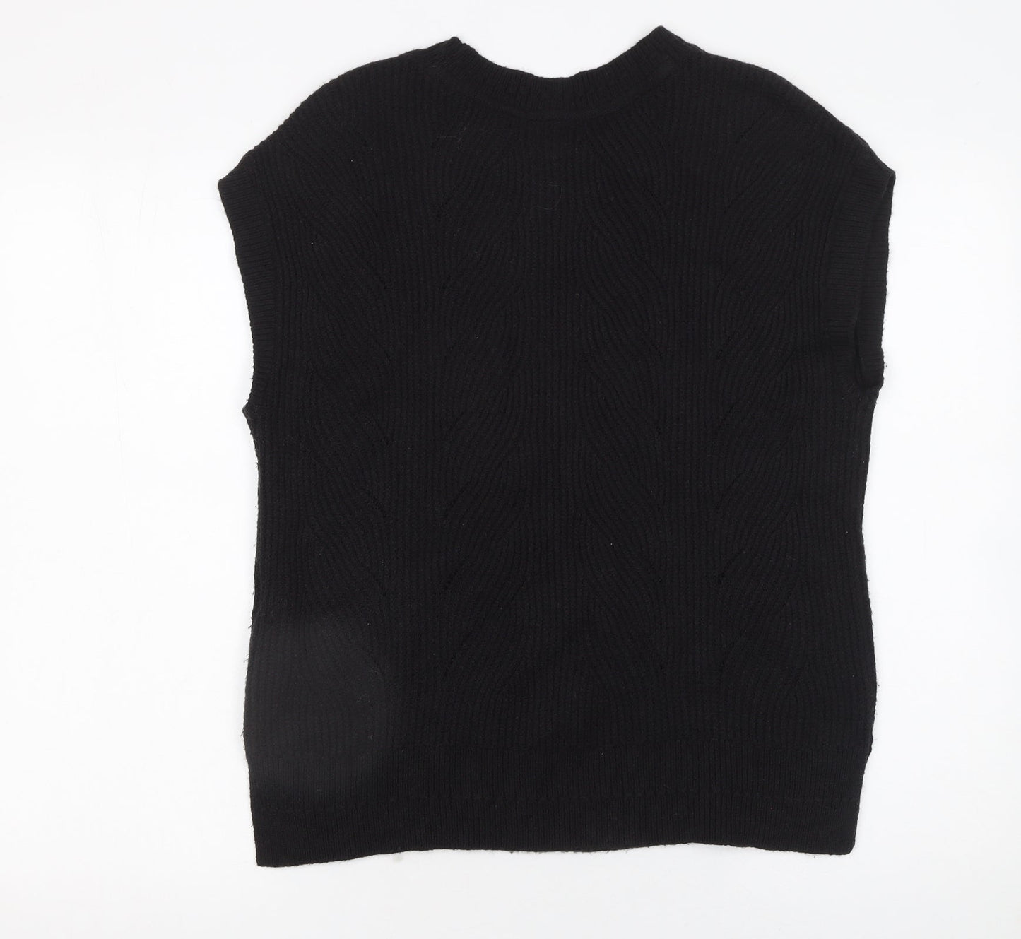 Fat Face Women's Black Cable Knit Sleeveless Pullover Jumper M