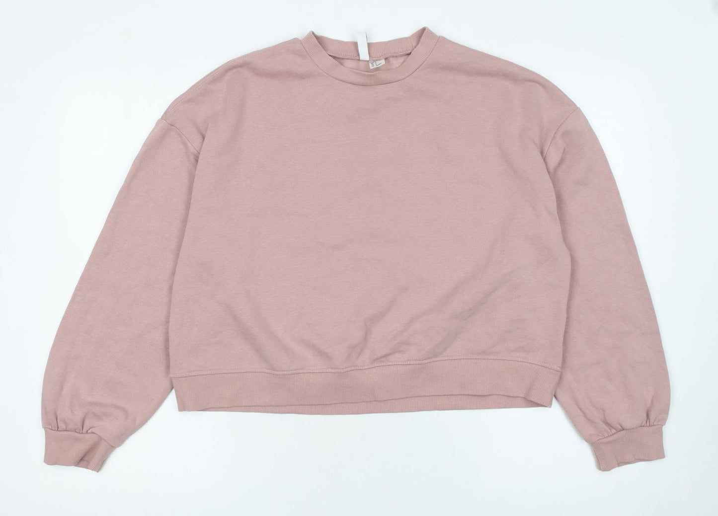 H&M Divided Women Dusky Pink Cotton Blend Pullover Sweatshirt M