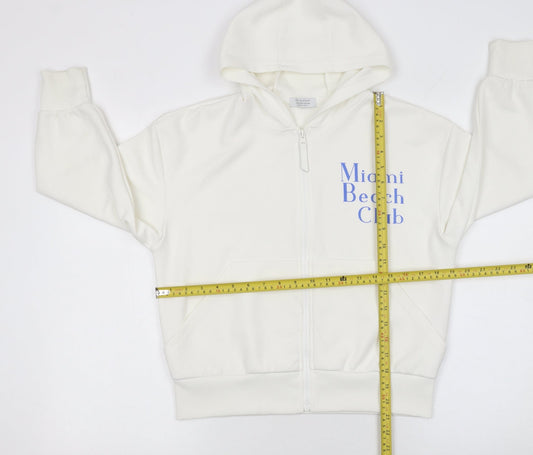 Primark Girls White Full Zip Hoodie 8 Years Miami Beach Club Graphic