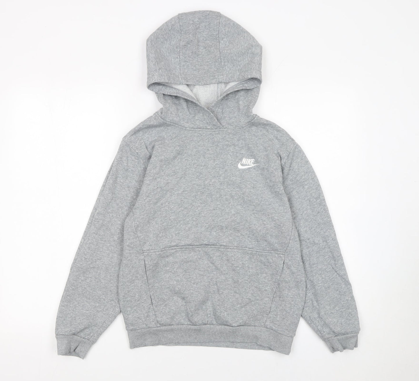 Nike Boys Grey Pullover Hoodie L 147-158cm Fleece Cotton Blend