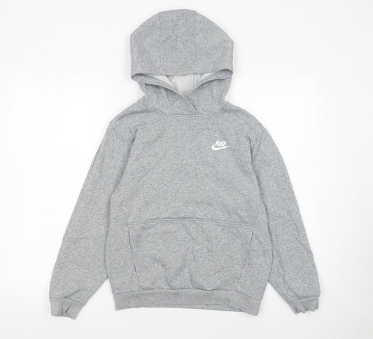 Nike Boys Grey Pullover Hoodie L 147-158cm Fleece Cotton Blend