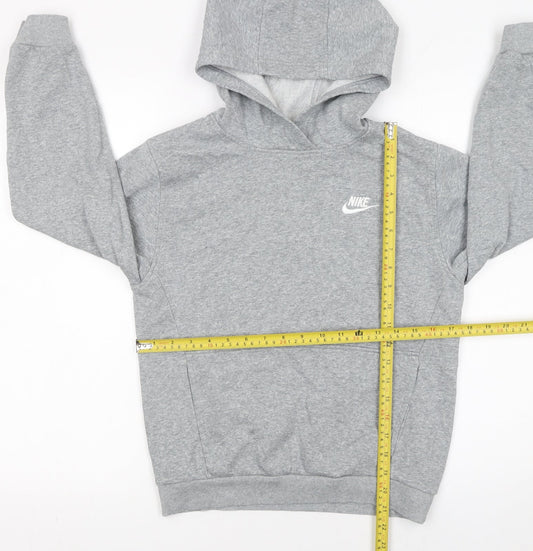 Nike Boys Grey Pullover Hoodie L 147-158cm Fleece Cotton Blend