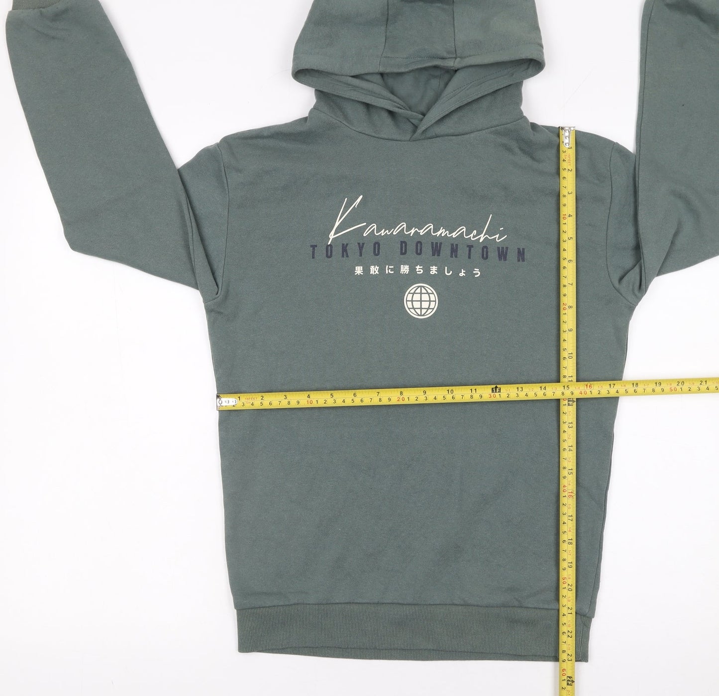 Primark Boys Green Tokyo Graphic Pullover Hoodie 12-13 Years Fleece