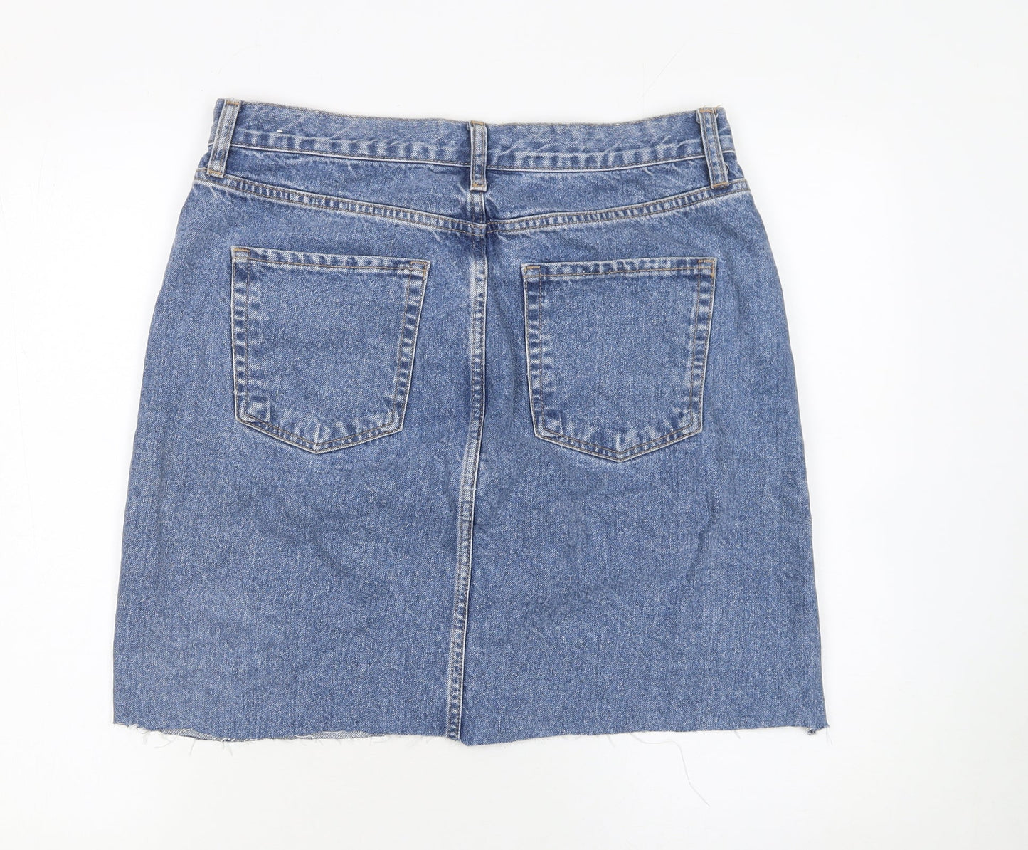 MNG Women's Blue Denim Short Straight Skirt Size L